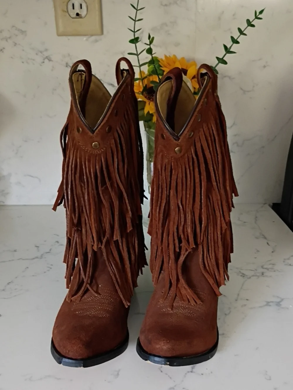 SHYANNE Leather Suede Fringe Boot  Kids